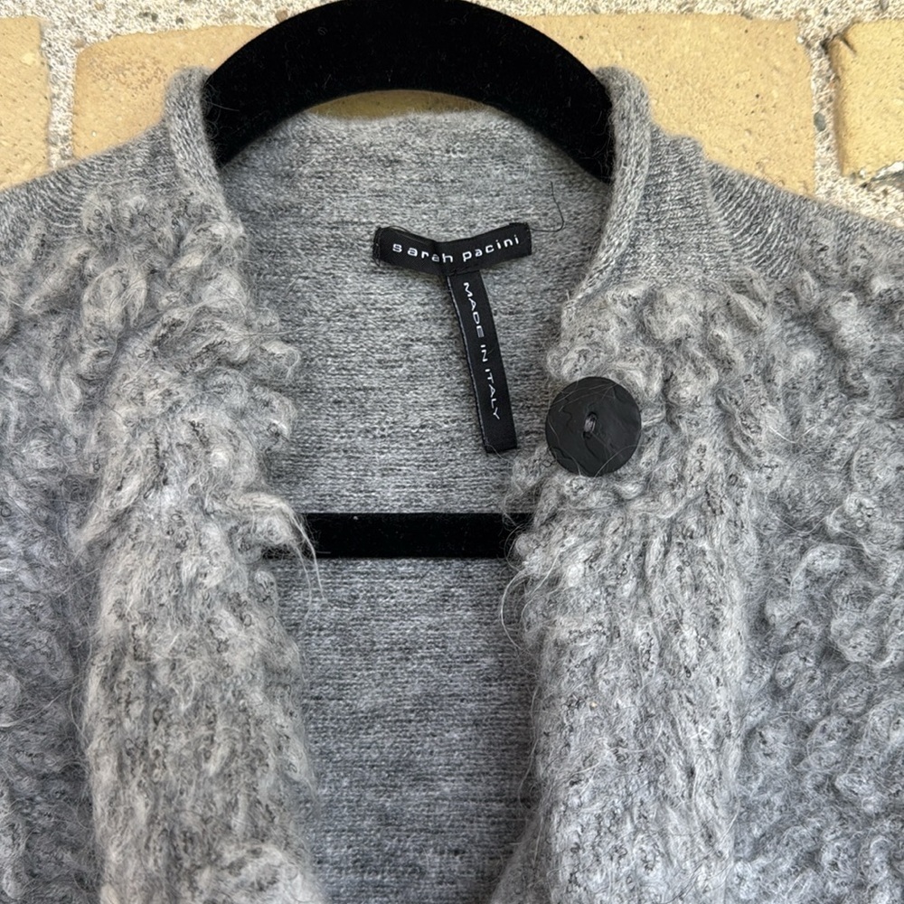 Sarah Pacini Gray Textured Mohair Sweater Vest - Picture 2 of 6